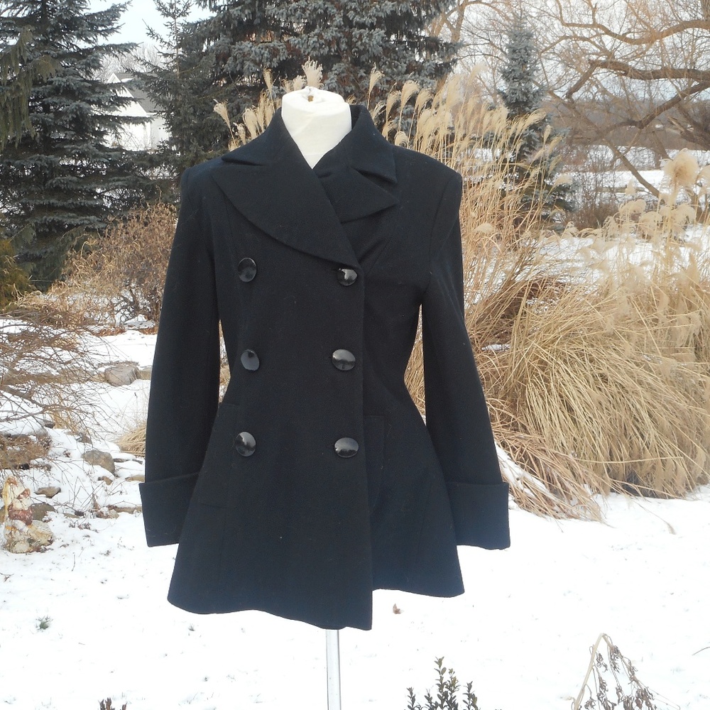 Newport News Black Wool Winter Coat Pea coat